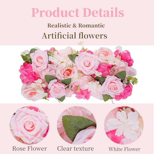 Pack of 10 Wedding Arch Decorations, 20.47 inch Artificial Flower Table Centerpieces Floral Arrangement for Wall Backdrop Party Bridal Shower Event Decor - Pink - color: Pink