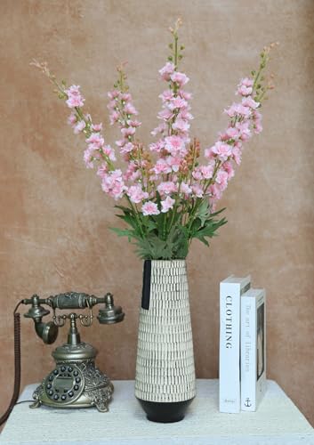 6 PCS Pink Delphinium Artificial Flowers, Long Stem Artificial Flowers with Bendable Stems, Silk Larkspur for Tall Vase Home Garden Wedding Table Decor - color: Pink