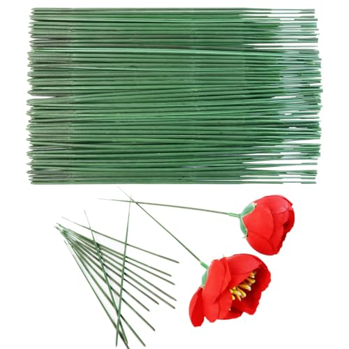 GAQWOK Green Floral Stems - 100pcs Plastic Flower Rods for Bouquets and Arrangements, Ideal for Crafts and Florists (17CM /6.7in) - color: 6.7in
