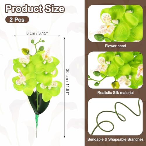 uxcell 2 Pcs Artificial Phalaenopsis Fake Flowers, 12 Inch Real Touch Artificial Floral Fake Bouquet for Wedding Bride Shower Gift Home Decor DIY Crafts, Yellow - color: Yellow, size: 12 Inch