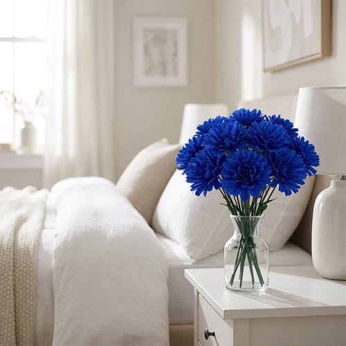 Larksilk 1000 Pack Royal Blue Carnations Artificial Flowers, Silk Heads | Bulk 1000 royal blue silk carnation heads on 5in wired stems for wedding centerpieces, bouquets & DIY crafts - color: Royal, size: 1000