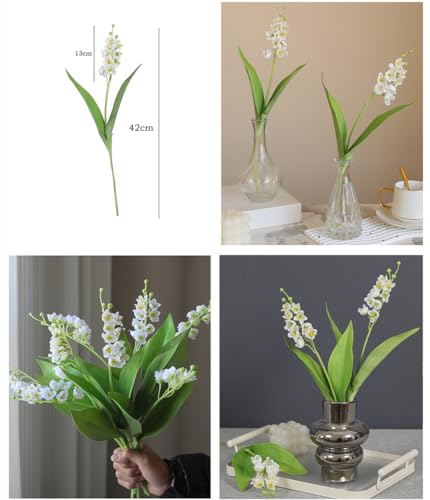 NatureMan 6 Branch Lily of The Valley Artificial Flowers,Simulation Lily of The Valley Silk Flower,Outdoor Bridal Wedding Bouquet for Home Garden Party Wedding Decoration
