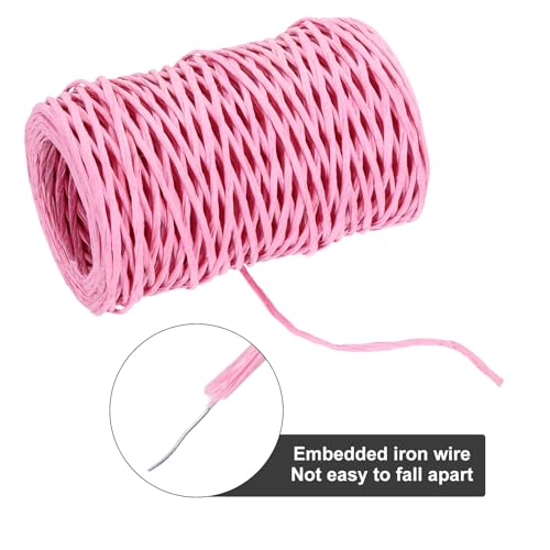 MECCANIXITY Floral Wire 164ft/50m 2mm Vine Bind Wire Rustic Craft Wrapping Metal Wire for Flower Bouquet Wreath Making, Pink - color: Pink, size: 2mmx50m