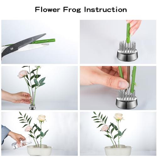 Geiserailie 12 Pcs 23mm/0. 92 Inch Stainless Flower Frog Mini Round Metal Floral Frog Japanese Ikebana Fixed Pin Holder Tool Arrangement Floral Fixation for DIY Flower Craft Arrangements(Silver) - color: Silver