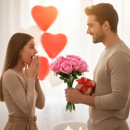 Pink Artificial Roses, Bunch of 18 Fake Pink Roses with Stems, (12") 30cm Silk Flowers Bouquet for Outdoor & Indoor Events Wedding Party Home Decoration & Gifts-DIY & Crafts - color: Pink