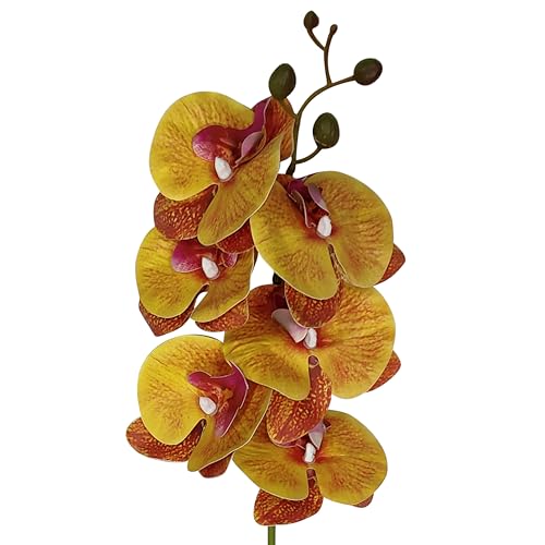 10 Pack Orange Orchid Artificial Flowers Real Touch, 27'' Artificial Fake Faux Silk Orchid Stem Bouquets for Wedding Party Home Garden Decor,Orquideas Artificiales para Decora (excluding the vase) - color: Orange