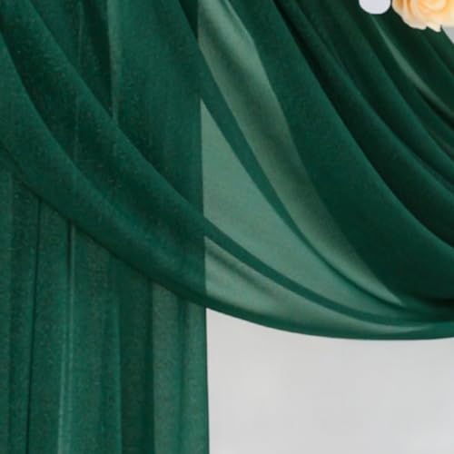 DeZerlor Wedding Arch Draping Fabric 29" x 20 FT Drapes for Backdrop Sheer Curtains for Romantic Bridal Baby Shower Decorations Ceremony Birthday Party Outdoor Events, Emerald Green - color: Emerald Green