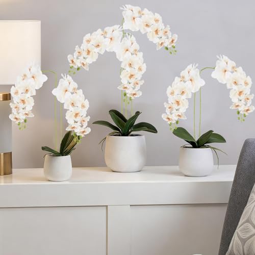 6PCS Champagne Orchids Artificial Flowers 36" Artificial Silk Phalaenopsis Flowers Faux Orchid Stems for Wedding Party Office Home Décor (Champagne) - color: Champagne