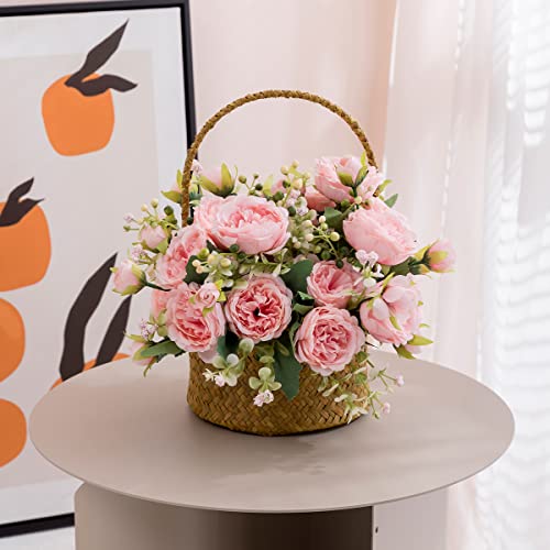 Floweroyal 4 Bunches Peony Artificial Flowers Pink Flowers Silk Peonies Bouquets for Wedding Party Table Centerpieces Floral Arrangement Home Kitchen Decor. - color: Pink-4pcs