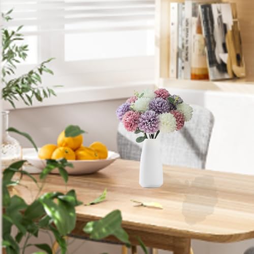 Artificial Silk Chrysanthemums with Eucalyptus, 12" Faux Mums | 24 Stems (Purple, White, Fuchsia) + 6 Eucalyptus, Plastic Stems Bendable, for Home Table Wedding Party Office Decor - size: 30pcs