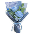 Blue Rose Crochet Flowers Bouquet Handmade Knitted Artificial Flowers Home Decor - color: Flowers003