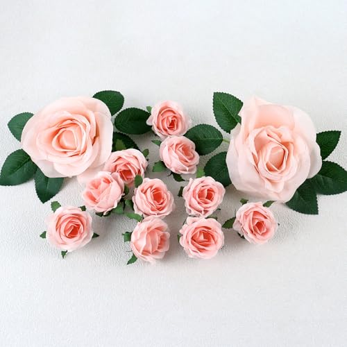12PCS Artificial 3D Rose Flower Cake Toppers Pink Roses Floral Cake Decors for Rose Theme Valentine's Day Mother's Birthday Wedding Engagement Bridal Baby Shower Birthday Party Decoration Supplies - color: Pink 2