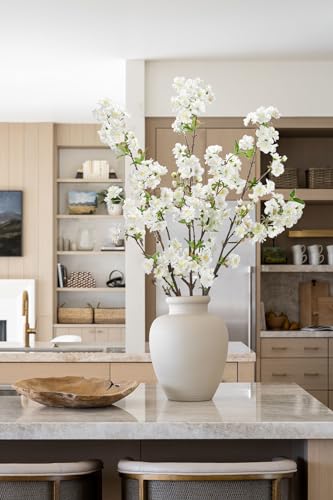 39" Tall Cherry Blossom Branches for Vase Faux Cherry Flowers White Peach Blossom for Floral Arrangements Artificial Apple Blossom Silk Tall Stems for Home Wedding Table Decor-3 Pcs - color: L-white #3