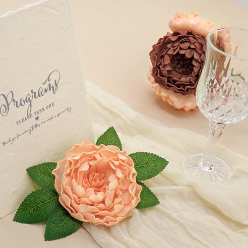 Artificial Flowers, 16pcs Realistic Rose for DIY Wedding Bouquets Centerpieces Arrangements, Terracotta Peonies Flowers with Stem Bridal Shower Party Home Decorations - color: Terracotta Peonies, size: 16pcs