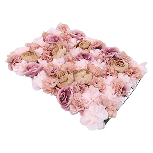 Gdrasuya10 6pcs Realistic Flower Wall Background Artificial Flowers Wall Backdrop Panel 3D Silk Rose Fake Flower Wall Panel Banquet Wedding Party Decor, Photography Background 60 x 40 cm - color: 6pcs, Autumn Pink