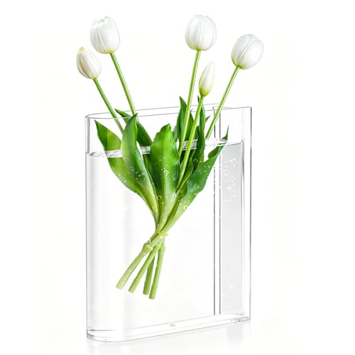 BuyCard Clear Book Vase for Flowers, Transparent Flower Vase for Home Decor, Simplicity Bookshelf Decor, Unique Stuff for Book Lovers, Gift to Motivate(Clear) - color: Clear-no Words