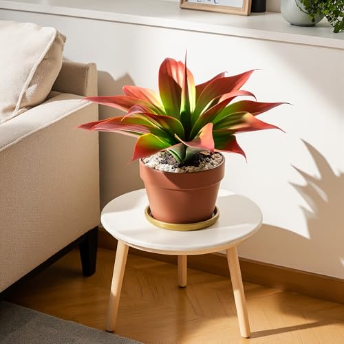Ttranewsoo Fake Plants Artificial Agave Plants 13.8" Large UV Resistant Fake Agave Planters for Indoor and Outdoor Decorating Tropical Plant Succulents Greenery Indoor Decor 2Pack(Red) - color: Agave15-re2