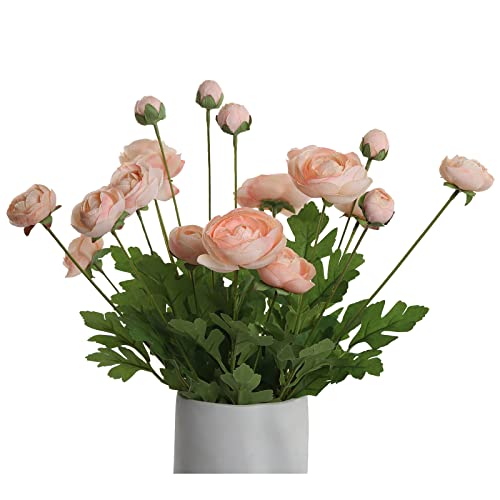 Artificial Silk Flowers Ranunculus Fake Flower 5 Pcs,Suitable for Core Decorations,Weddings,Homes,Artistic Decorations and Props (Cream Yellow) - color: Cream Yellow