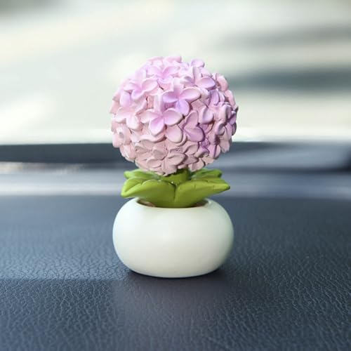 Resin Hydrangea Flower with Pot Mini Artificial Hydrangea Potted Plant Resin Figurines Flowers for Car Dashboard Bathroom Home Kitchen Rustic Table Centerpiece Shelf Decor,Pink - color: Hydrangea