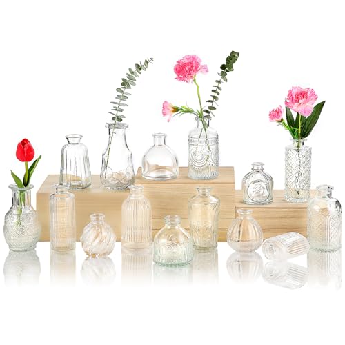 Glass Bud Vase 15 Pcs for Centerpieces Wedding,Home Decor,Bud Vases in Bulk for Flowers,Small Vases for Christmas,Birthday Party,Wedding,Valentine's Day,Mother's Day,Other Events Decorations(Clear) - color: Clear, size: 15 pcs
