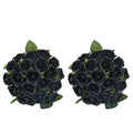 ZMZQ&flw 36PCS Roses Artificial Flowers Black, Silk Flowers with Stems Fake Flowers Bouquet for Outdoor Bridal Wedding - color: Black 36pcs