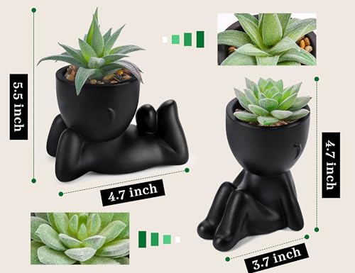 Der Rose Bundle of 2pcs 16" Fake Plants Artificial Plants and Set of 2 Fake Succulent Plants for Farmhouse Bathroom Kitchen Office Home Decor Indoor