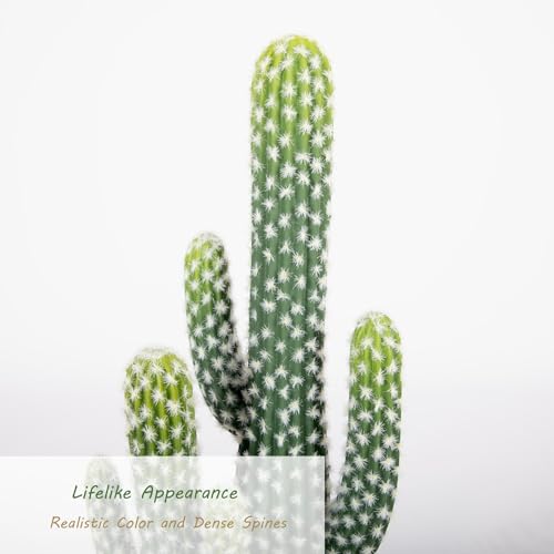 26 Inch Artificial Cactus Plant Indoor, Realistic Faux Cactus Plant with Plastic Woven Planter，Lifelike Fake Cacti for Home Office Garden Store Patio Decor. - size: 26 Inch