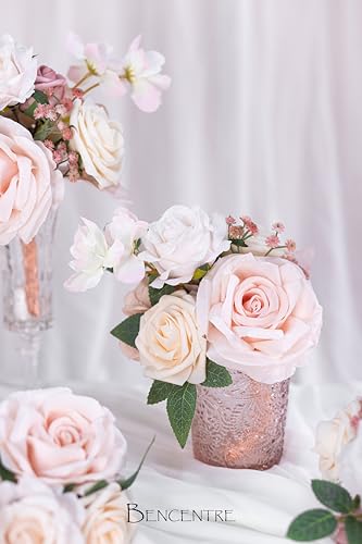 Blush Pink Wedding Centerpieces Flowers Mini Bridesmaid Bouquets Set of 6 Pre-Made Wedding Flowers for Tables Artificial Flowers - color: Blush Pink