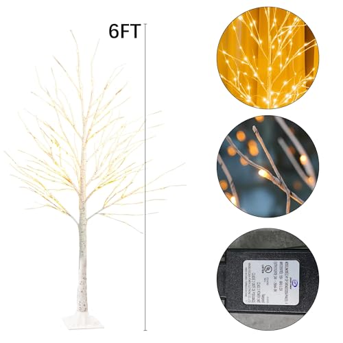 TW SHINE 2Pack Lighted Birch Tree, 6 FT Total 288LED Pre-lit Artificial Christmas Trees for Thanksgiving Christmas Decorations Indoor Home Bedroom Outdoor Festival Wedding Party, Warm White - color: 2 Pack