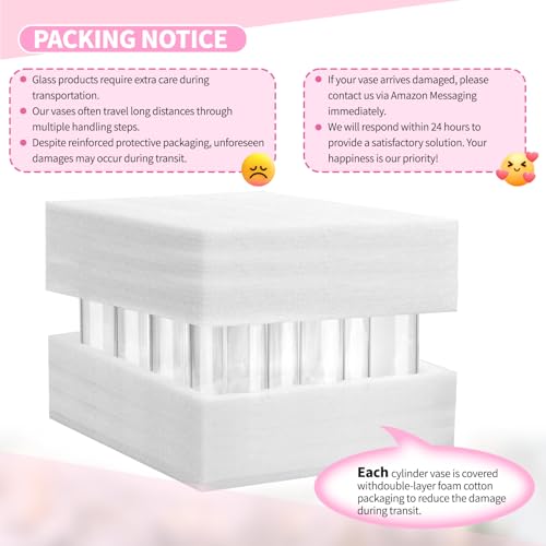 12Pack Glass Cylinder Vases for Centerpieces - 14 Inch Tall Flower Vase for Wedding Decorations, Floating Candle Holder Vase Bulk,Glass Hurricane Candle Holders for Table Shelf, Party, Home Decor - size: 3.35×14inch