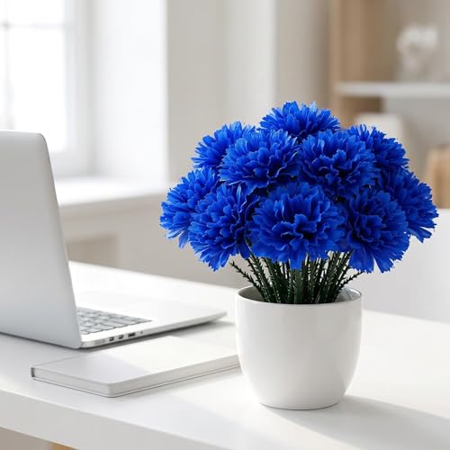 Larksilk 1000 Pack Royal Blue Carnations Artificial Flowers, Silk Heads | Bulk 1000 royal blue silk carnation heads on 5in wired stems for wedding centerpieces, bouquets & DIY crafts - color: Royal, size: 1000