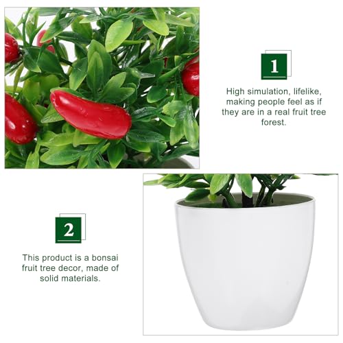 PRETYZOOM 2pcs Pepper Pepper Tree Bonsai oncini Bonsai Tree Fake Artificial Potted Plant Kitchen Decor Fake Fake s