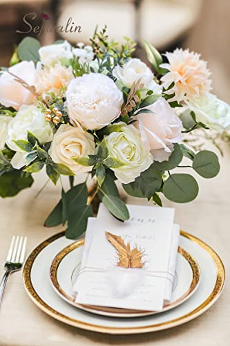 Serwalin Artificial Flowers White Peony Flowers Fake Wedding Flowers Cake Flowers for Wedding Bouquets Bridal Shower Centerpieces Floral Arrangements Party Decor - color: A Holy White, size: 1 Box