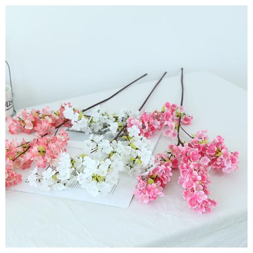 3Pcs Artificial Cherry Blossom Branches - Pink Silk Faux Peach Flowers Stems Fake Plants for Vase Home Wedding Centerpieces Spring Garden Decoration (Pink) - color: Pink