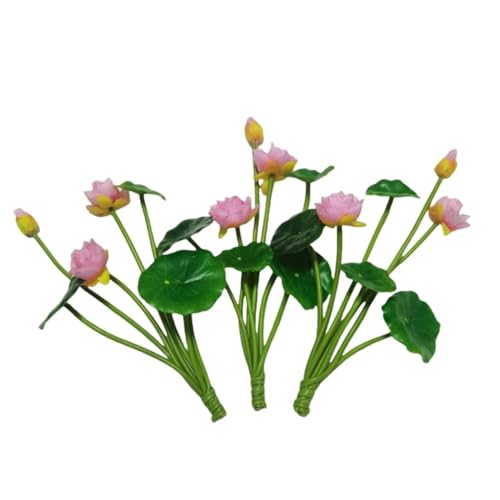 3 Pcs Pink Artificial Flower Water Lily,10" Silk Plants Floating Flowers,Plastic Flowers Lotus Flowers,Realistic Fake Flowers Lotus Decor Used for Fish Tank Decoration Home Decor - color: Pink