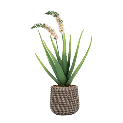 2.5ft Artificial Agave Plants, Fake Aloe Vera Plant with 13 Leaves in Brown Pot, Large Faux Floor Plant for Home Office Hotel Bedroom Patio Balcony or Garden Indoor Decor - size: 30"