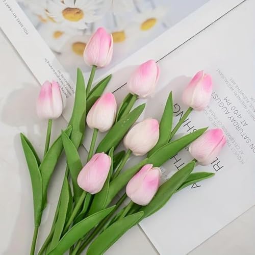 12pcs Artificial Tulips - Lifelike Faux Flowers for Valentine's Day, Mother's & Father's Day Decor | Versatile for Home, Office, Weddings & More (Peach Powder) - color: Peach Powder
