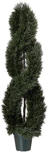 Nearly Natural 5ft. Pond Cypress Spiral Topiary UV Resistant (Indoor/Outdoor) - size: 60 in x 12 in x 12 in