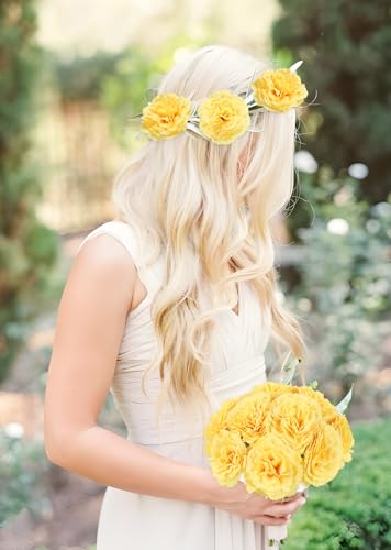 IPOPU Yellow Carnations Artificial Flowers 10PCS Small Faux Flowers 11.4" Fake Carnations Silk Flowers for Home Decor Indoor Easter Decorations Floral Arrangement (Yellow) - color: Yellow