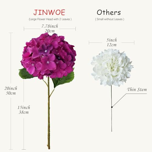 JINWOE Dark Purple Flowers for Decoration,5Pcs 20Inch Large Lifelike Silk Flowers for Indoor Bouquet Table Centerpieces Floral Arrangements Home Wedding Home - color: Dark Purple