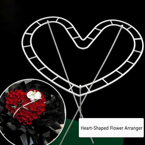ArrErr 6 Set Flower Bouquet Shaper Heart Shape Floral Cage Rose Stem Holder Flower Arrangement Stand for Fresh Roses Her Gift Birthday Girlfriend Valentines Mothers Day Anniversary Wedding Flowers