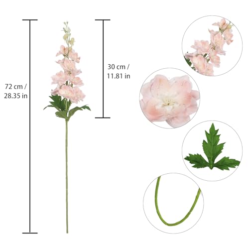 6PCS Champagne Delphinium Artificial Flowers Real Touch Larkspur Silk Flowers Long Stem Artificial Flowers for Tall Vase Wedding Centerpieces for Tables Home Decor Indoor (Champagne) - color: Real Touch Champagne