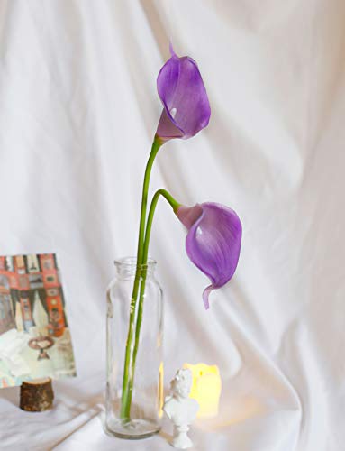 DuHouse 20Pcs Artificial Calla Lily Flower Real Touch Latex Flowers for DIY Wedding Bouquet Party Home Decor (Purple) - color: Purple, size: 20pcs