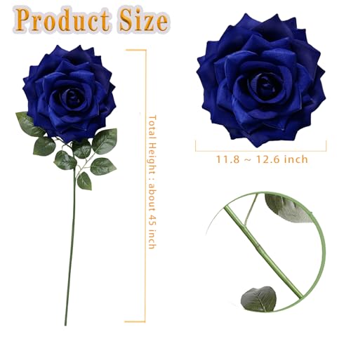 1 PCS 42-inch Giant Rose Large Decorative Flower, Wedding Window Display Background Decoration Rose, Valentine's Day （Dark Blue） - color: 05 Rose