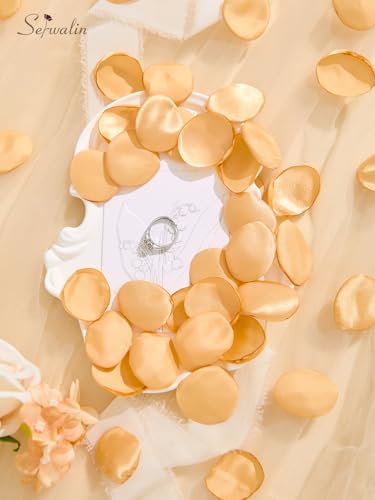 Serwalin 300Pcs Silk Rose Petals Fake Flower Petals Champagne Gold Artificial Rose Petals for Weddings Proposal Flower Girl Petals Aisle Flower Girl Basket Runner Bridal Shower Table Decor - color: Aq Champagne Gold, size: 300pcs