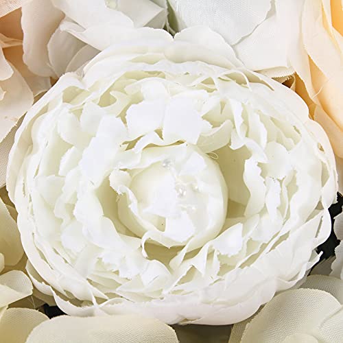 DNYSYSJ Artificial Flower Wall Panels Backdrop 6PCS 23.62" x 15.75" x 0.79" Lifelike White Hydrangea Artificial Champagne Rose Flowers Panel Silk Fabric Wall Mat for Garden Patio Wedding Stage - color: Gradient Champagne, size: 6 pieces