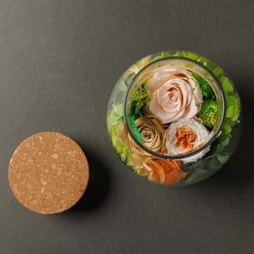NATROSES Christmas Birthday Gifts for Women - Handmade Preserved Flowers Wish Bottle for Valentine's Day, Mother's Day, Anniversary, Home Decor (Champagne) - color: Champagne