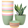 SwinDuck 6 Inch Plant Pots, 12 Pack Plastic Planters Modern Flower Pot with Drainage Holes and Saucers for All House Plants, Herbs, Flowers and Seeding Nursery, Colorful - color: Colorful