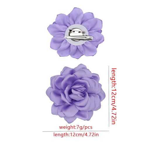 Large Flower Brooches Lapel Pins for Women Satin Fabric Brooches Big Camellia Flower Brooch Pins Wedding Part Dance Clothes Accessories Jewelry Gifts - color: rose red