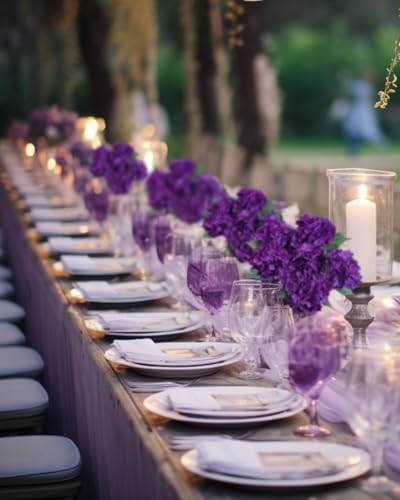 6PCS Premium Deep Purple Hydrangea Artificial Flowers Bouquets, Silk Hydrangea Flowers with Stems, Fake Hydrangeas Arrangement, Faux Hydrangea Decor for Home Wedding Table Centerpieces (Deep Purple) - color: Deep Purple